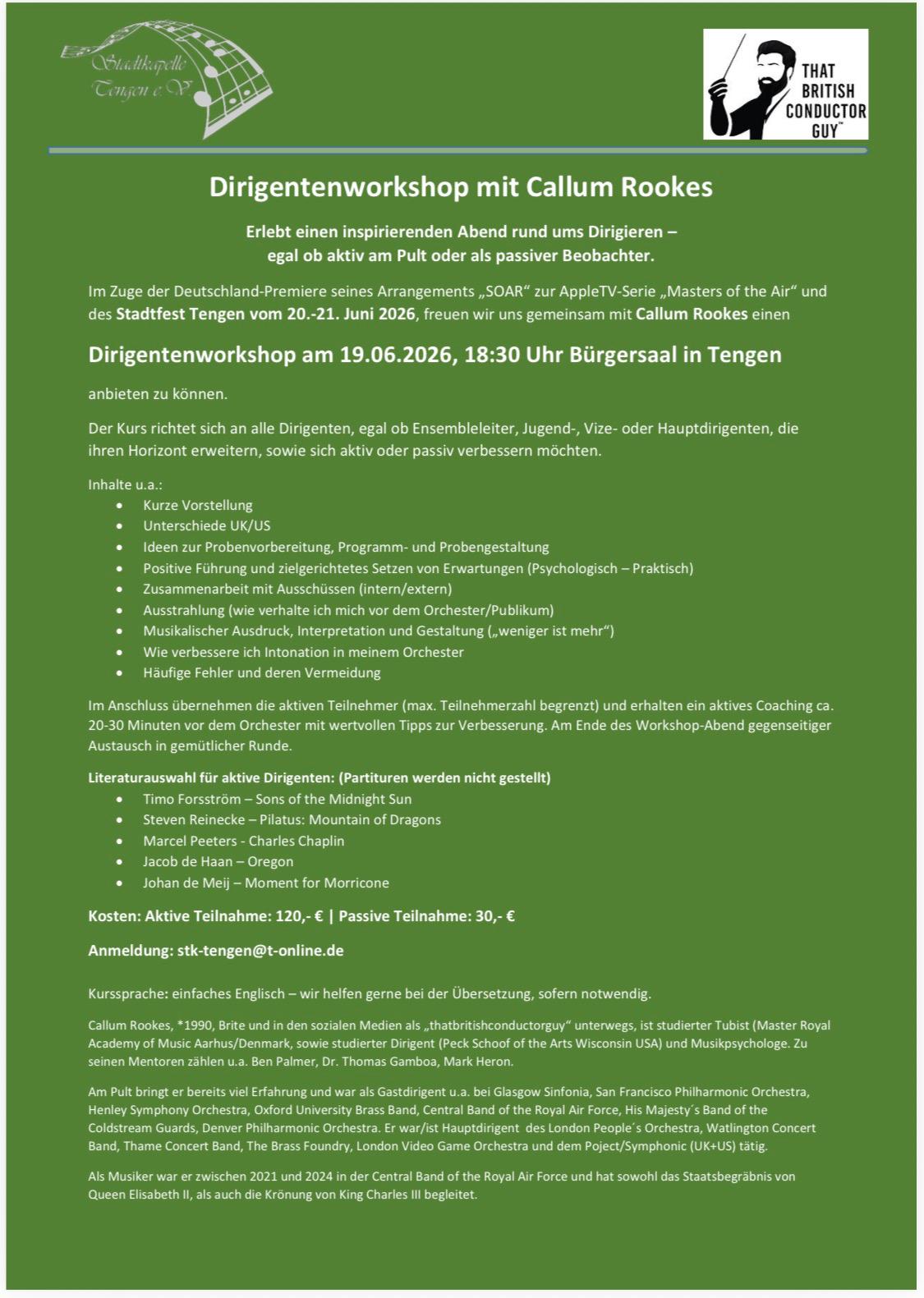 Dirigenten-Workshop mit Callum Rookes